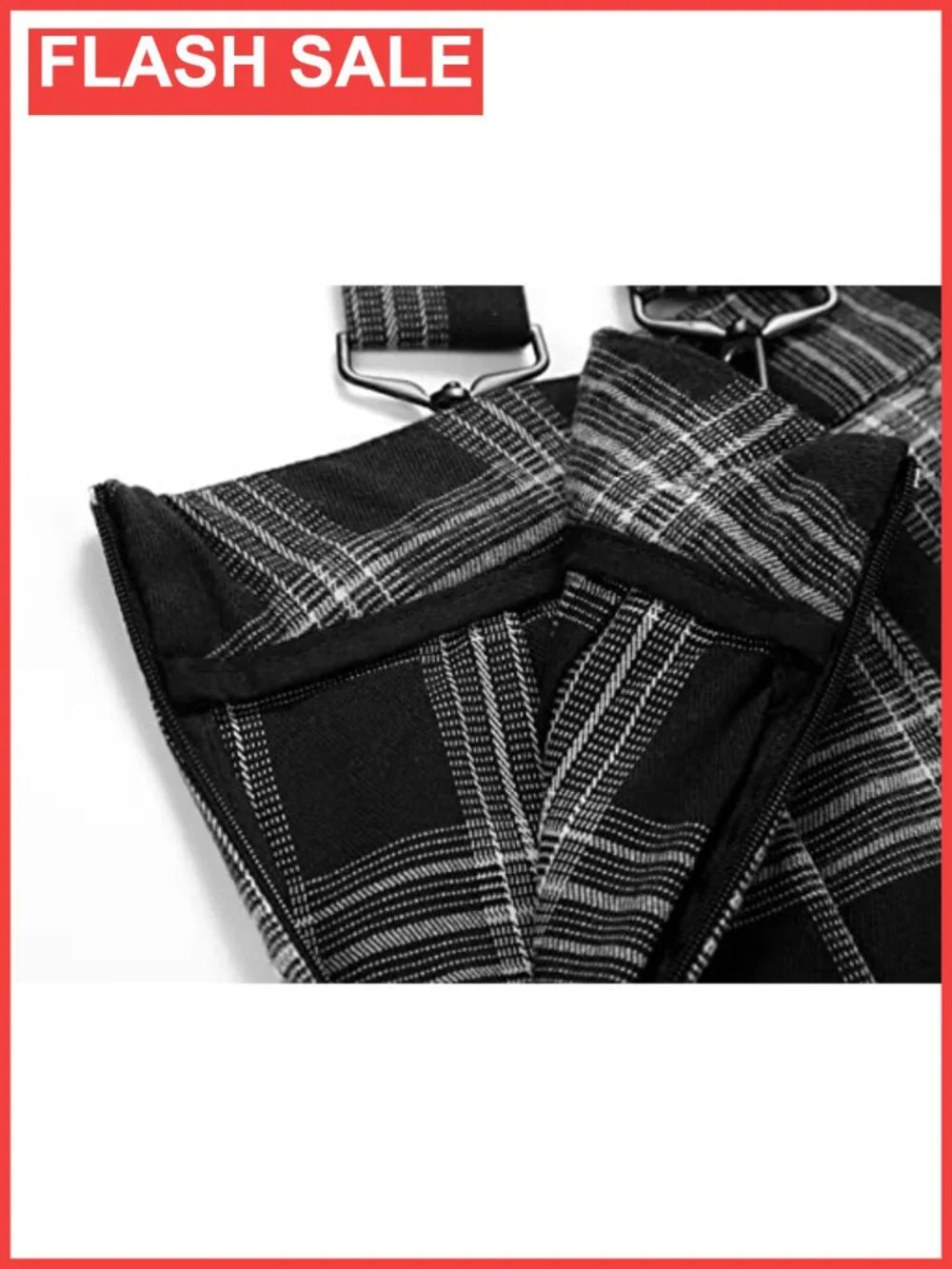 Women's A-Line Plaid Pleated Mini Skirt with Removable Suspenders